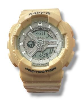 Casio Baby-G BA-110 Cream Shock Resist Analog Digital Watch NEW Battery